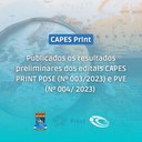 Resultados preliminares dos editais CAPES PRINT PDSE (Nº 003/2023) e PVE (Nº 004/ 2023)